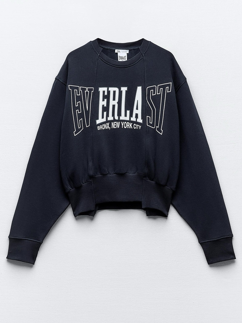 Zara Everlast Navy Blue Cropped Crewneck Sweatshirt